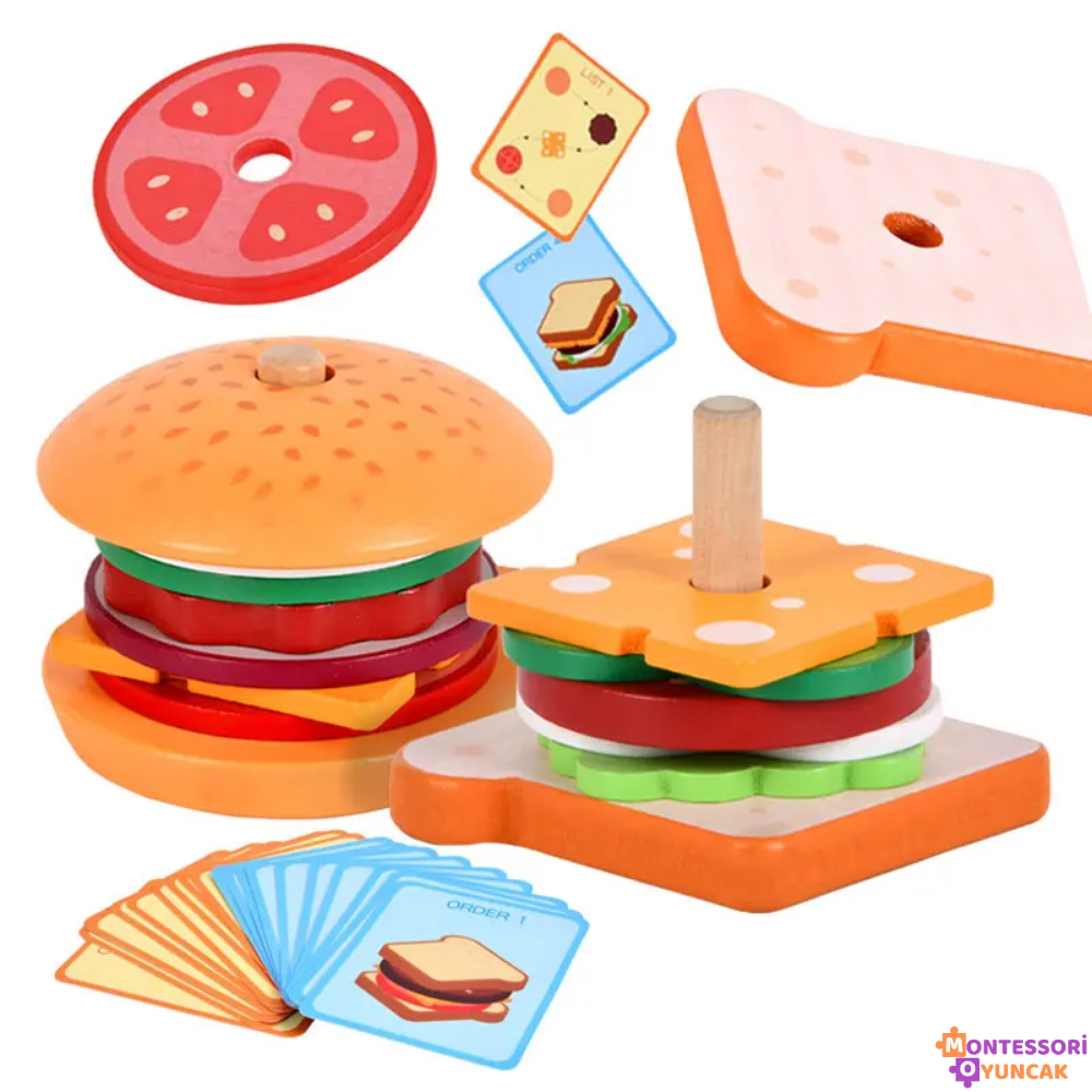 Ahşap Montessori Fast Food Puzzle