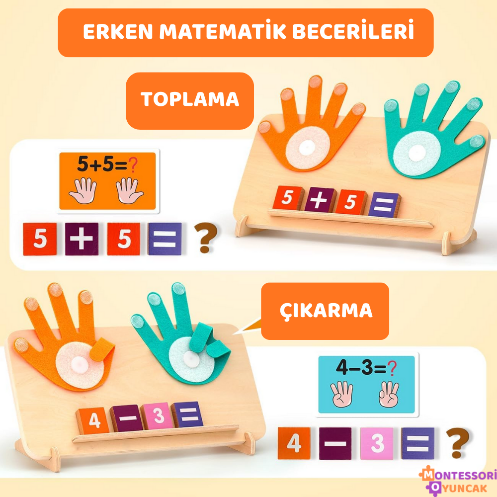 Çocuklar için Montessori Ahşap Parmak Sayıları
