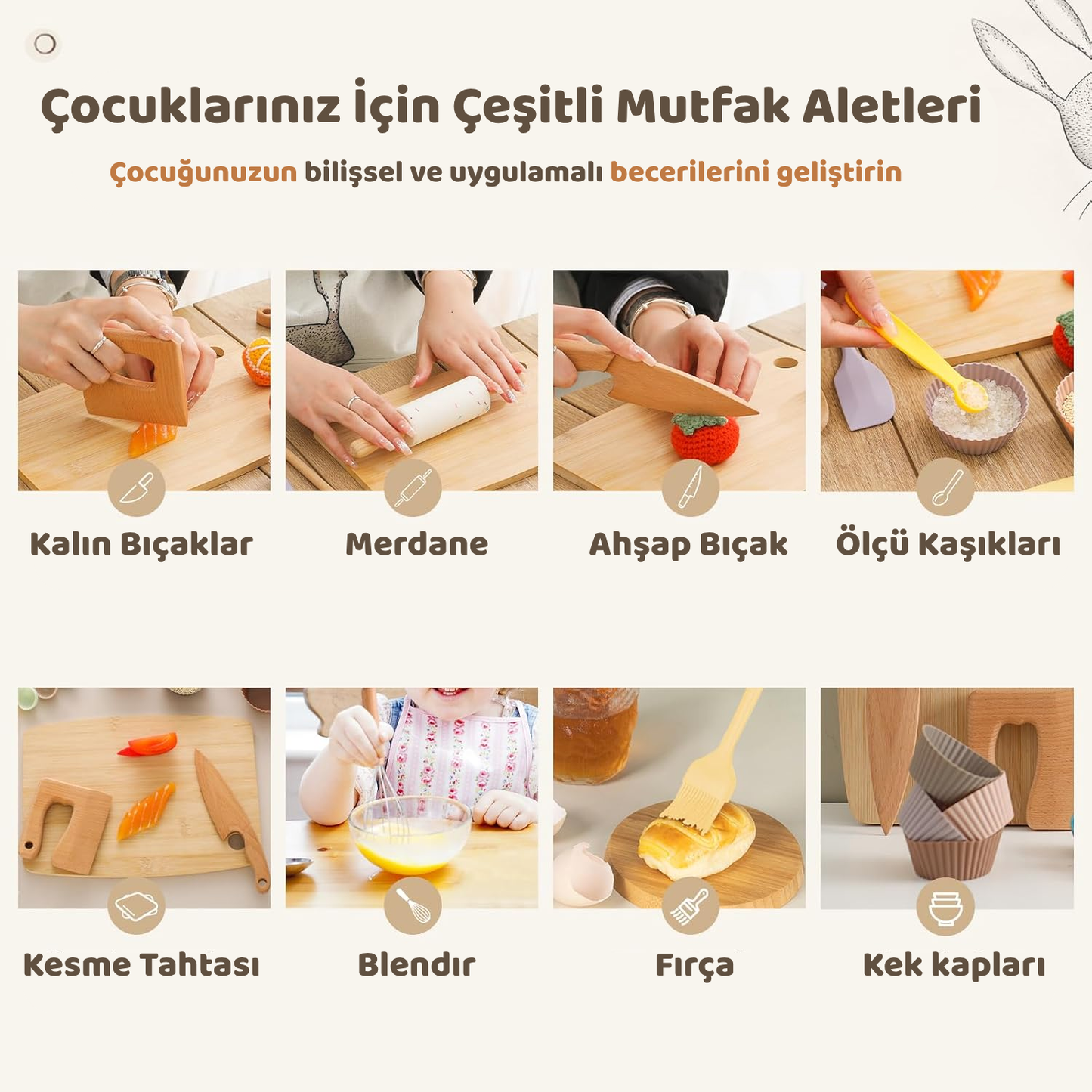 Montessori Tavşan Temalı Mutfak Seti - Montessori