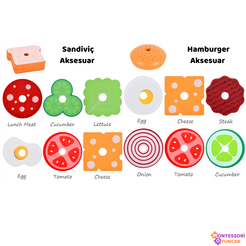 Ahşap Montessori Fast Food Puzzle