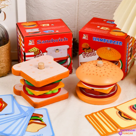 Ahşap Montessori Fast Food Puzzle