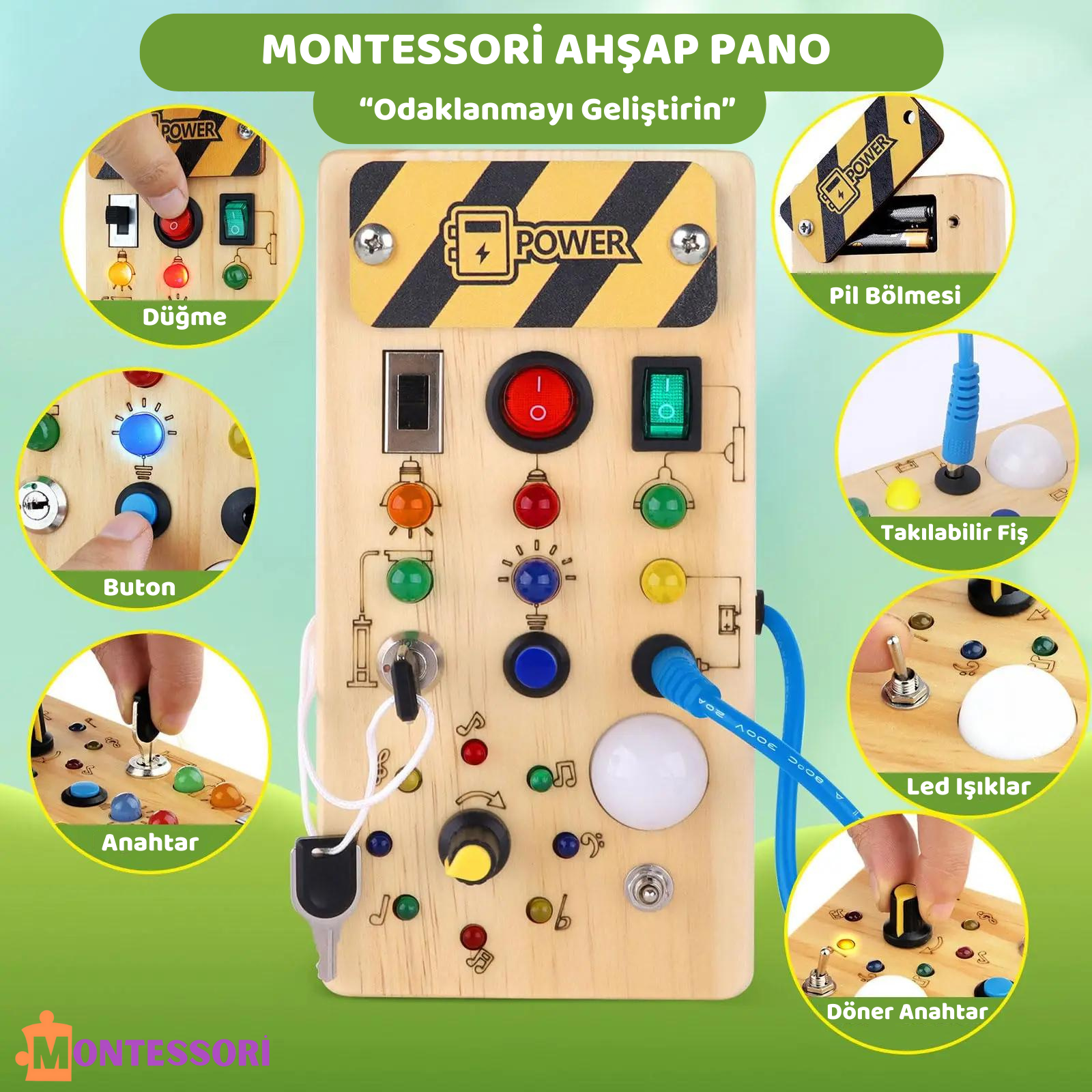 Montessori Ahşap Anahtar Panosu