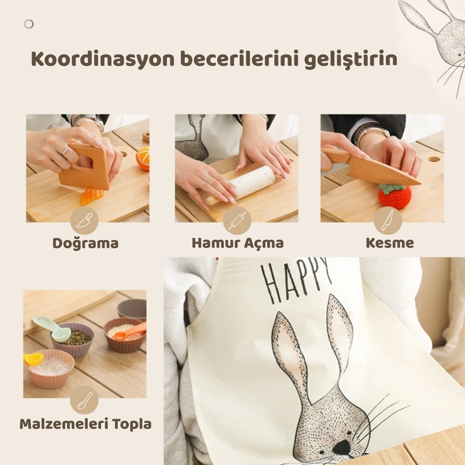 Montessori Tavşan Temalı Mutfak Seti - Montessori