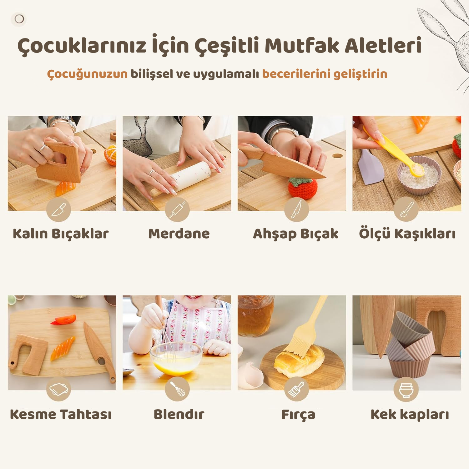 Montessori Tavşan Temalı Mutfak Seti - Montessori