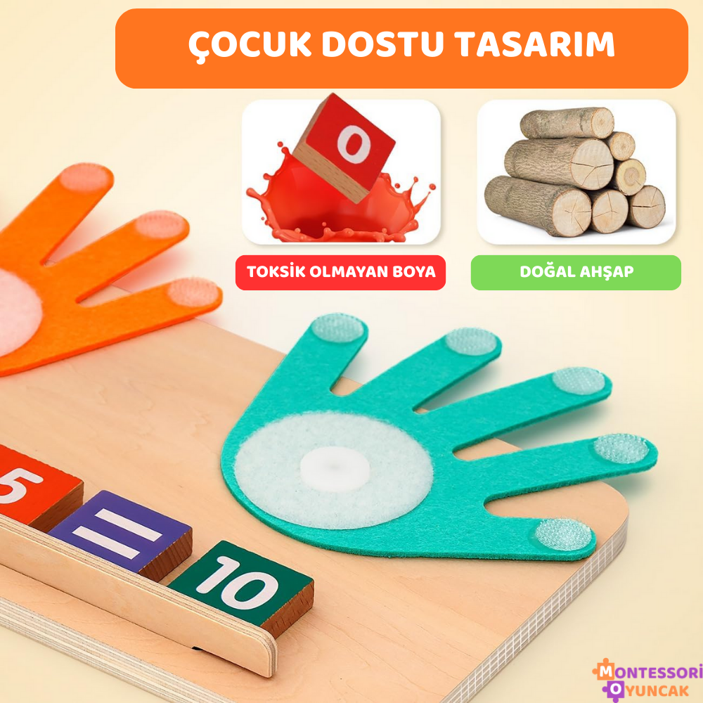 Çocuklar için Montessori Ahşap Parmak Sayıları