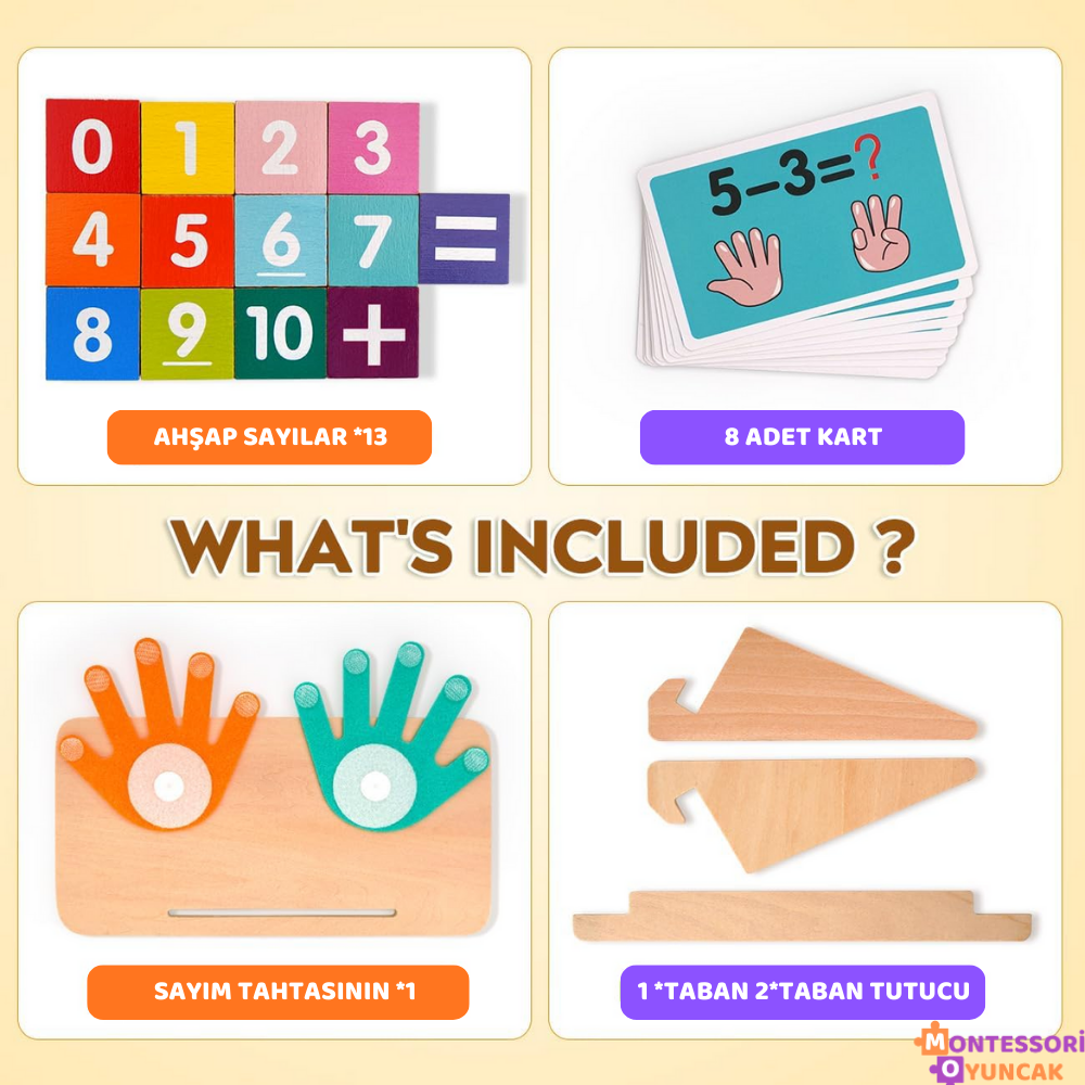 Çocuklar için Montessori Ahşap Parmak Sayıları