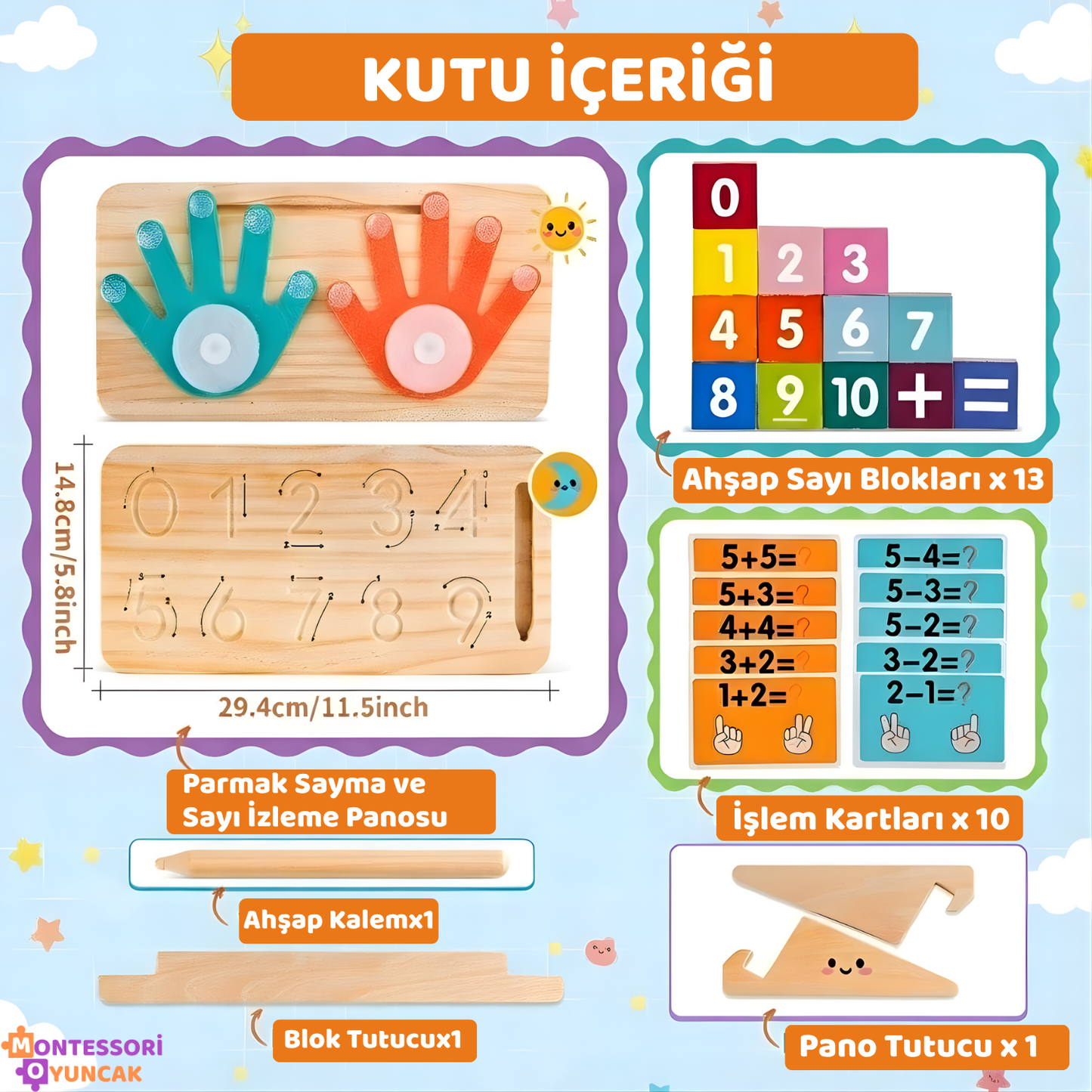 Montessori Ahşap Parmak Sayıları