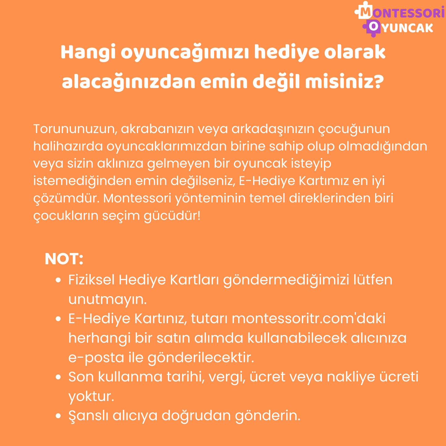 Montessori Oyuncak Hediye Kartı - Montessori