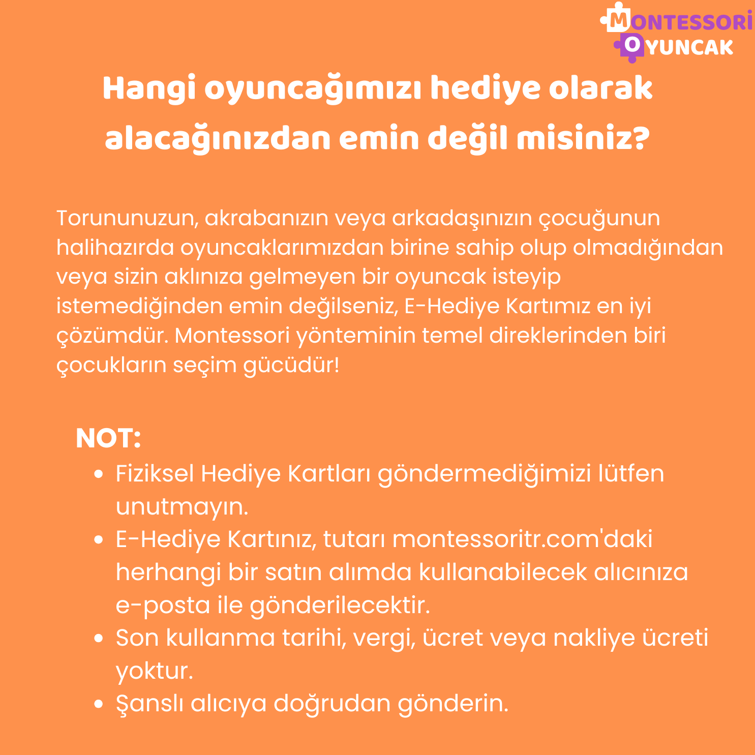 Montessori Oyuncak Hediye Kartı - Montessori